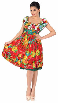 Rochie rosie multicolora