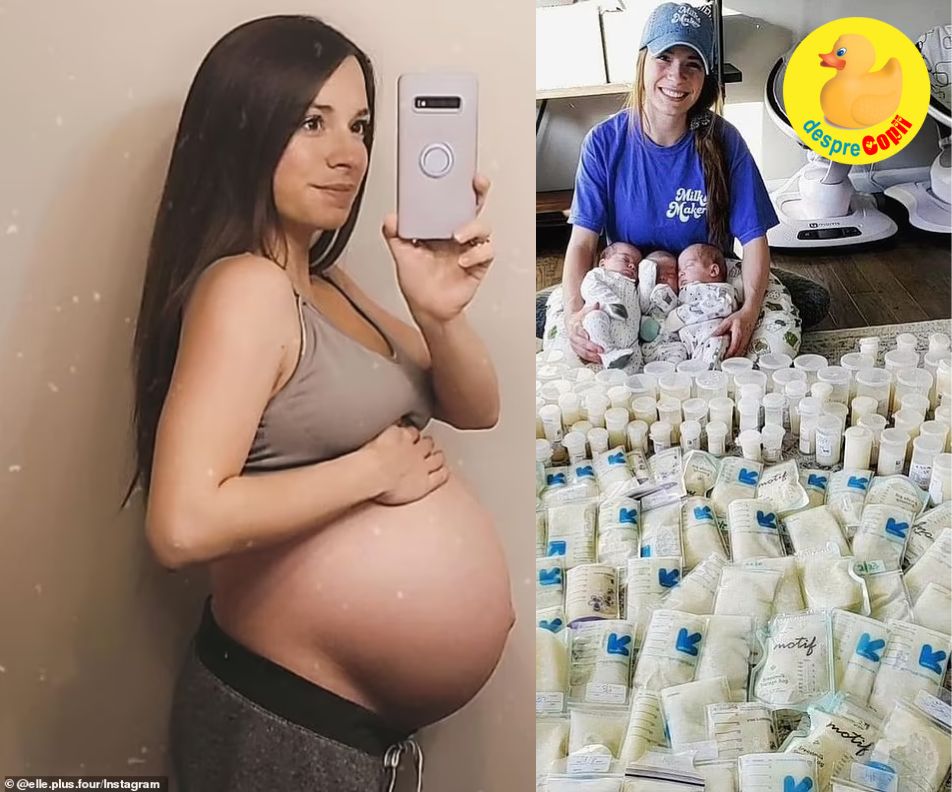 Lapte matern in cantitati uriase: o mama de tripleti a raspuns criticilor si a demonstrat ca se poate