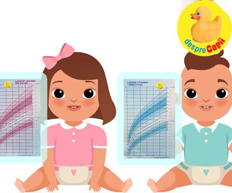 Graficele de crestere in greutate si lungime la baieti si fete 0-4 ani