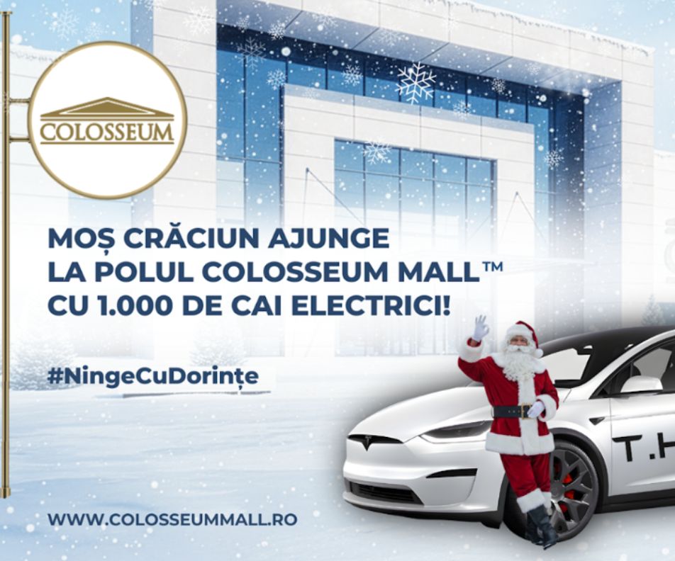 Mos Craciun soseste la Polul Colosseum Mall intr-un mod inedit: cu un convoi electric de „sanii” high-tech