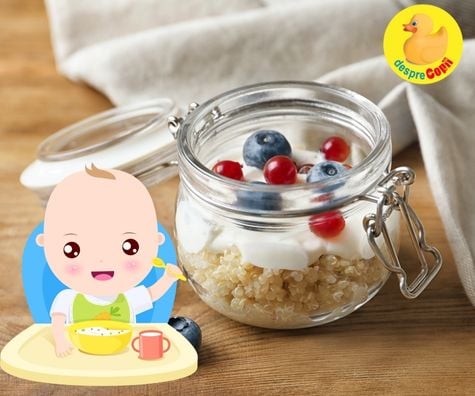 Quinoa cu iaurt si fructe - reteta pentru bebelusi