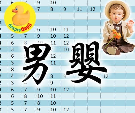 Tabelul chinezesc pentru conceperea unui baietel - afla in functie de anul conceptiei in ce luna poti concepe un baietel