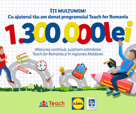 Cu sprijinul clienților sai, Lidl Romania investeste 1.300.000 de lei in programul Teach for Romania