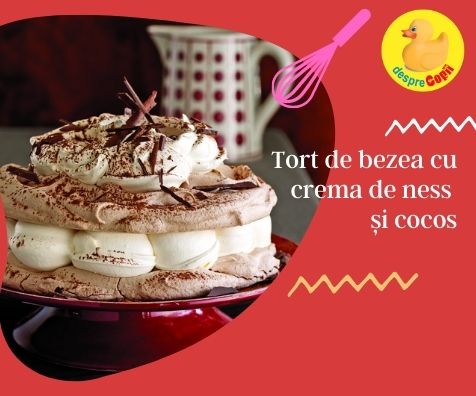 Tort de bezea cu crema de ness si cocos - atat de simplu de pregatit