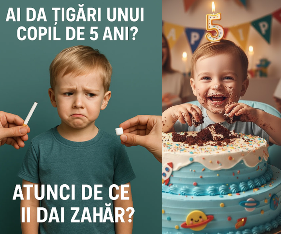 Ai da țigări unui copil de 5 ani? Atunci de ce îi dai zahăr?