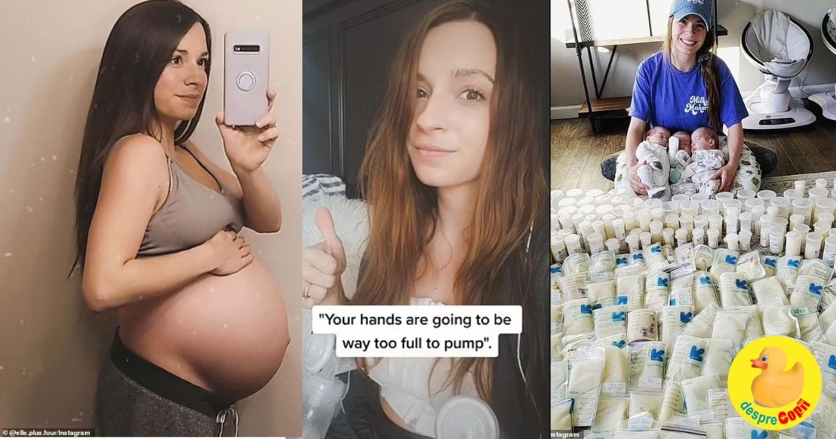 Lapte matern in cantitati uriase -  o mama de tripleti a raspuns criticilor si a demonstrat ca se poate