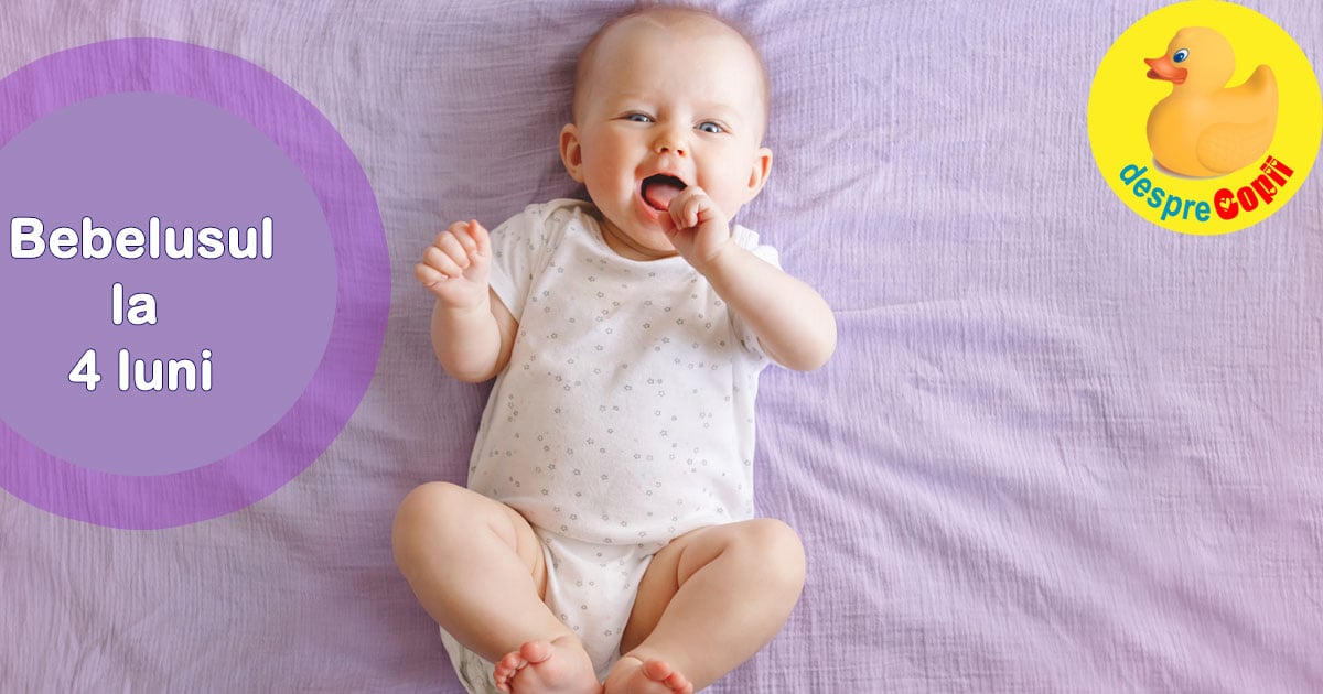 Bebelusul la 4 luni: interesat de timp de calitate cu mami si tati si fascinat de manute