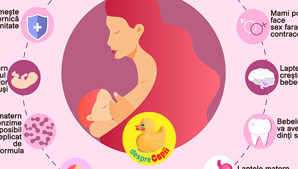Beneficii ale alaptarii pentru bebelusi si mamici - infografic