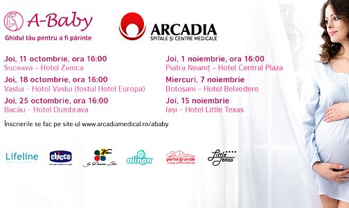 Caravana A-Baby: curs interactiv Arcadia despre sarcina, nastere si rolul de parinte