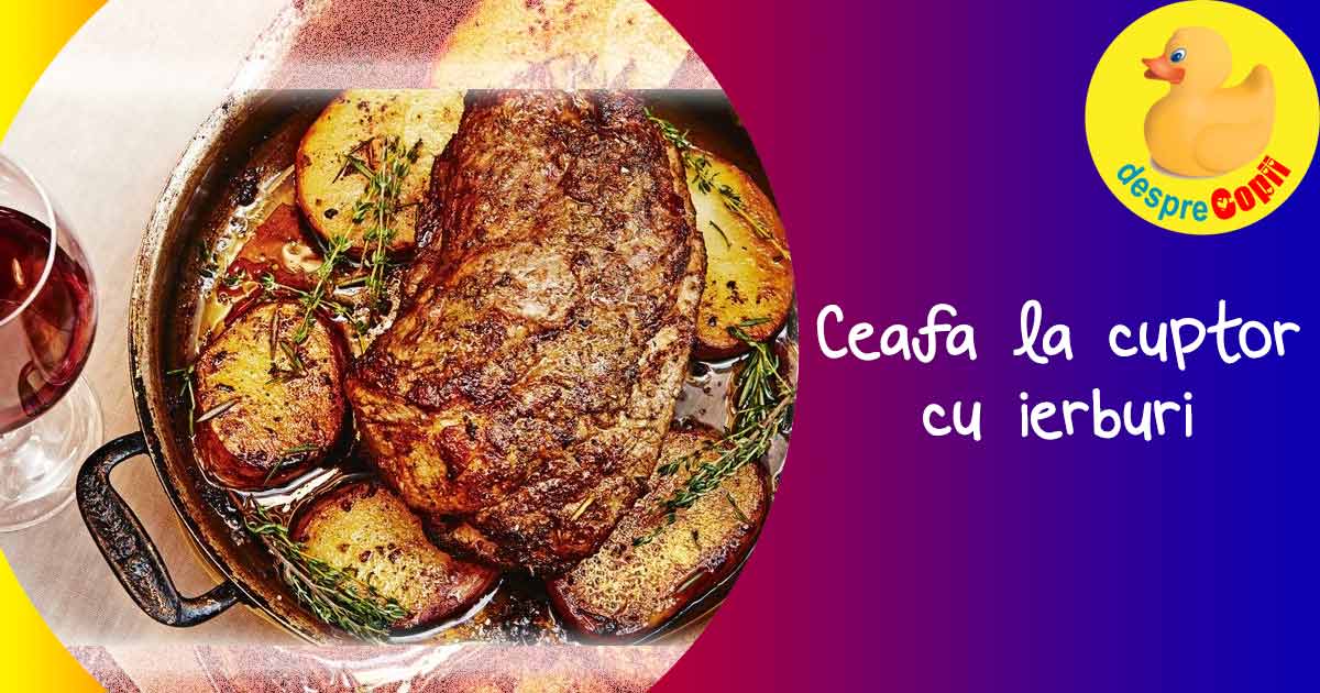 Ceafa de porc la cuptor cu salvie si rozmarin