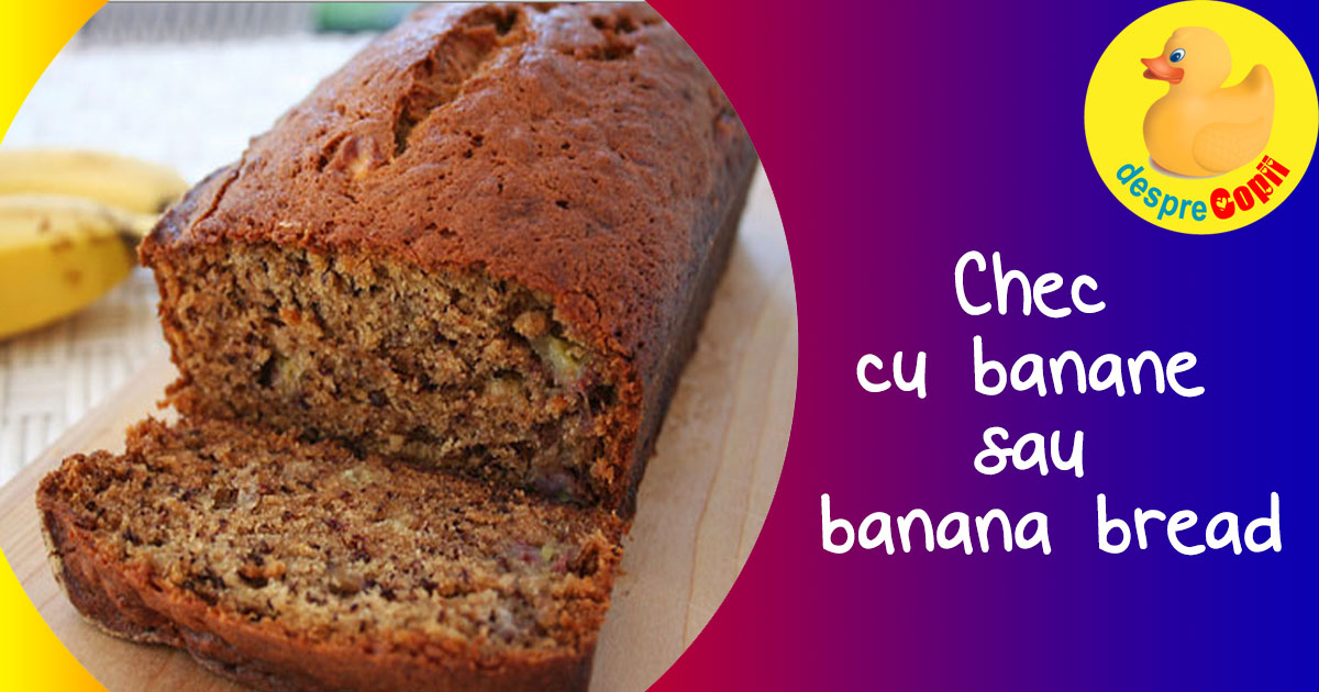 Chec cu banane (sau banana bread) cu nuci si bucati de ciocolata amaruie