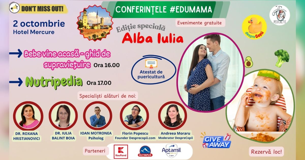 EduMama Alba Iulia 2025: Ghid de supravietuire cu bebe in primele saptamani & Nutripedia