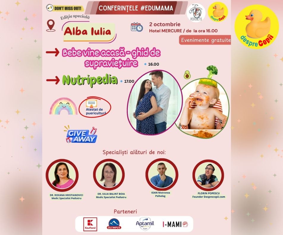 EduMama Alba Iulia 2025: Ghid de supravietuire cu bebe in primele saptamani & Nutripedia