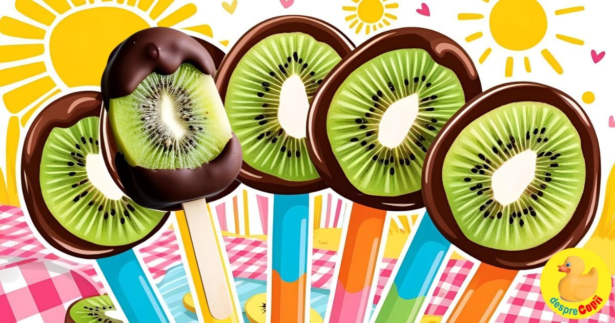 Inghetata de kiwi invelita in ciocolata - sanatoasa, simpla si irezistibila!