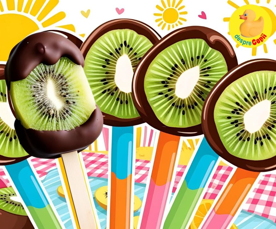 Inghetata de kiwi invelita in ciocolata - sanatoasa, simpla si irezistibila!