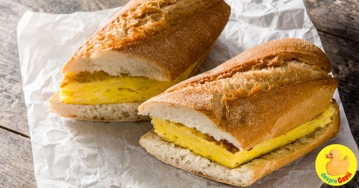 Sandwich omleta in bagheta: gustarea perfecta pentru copii
