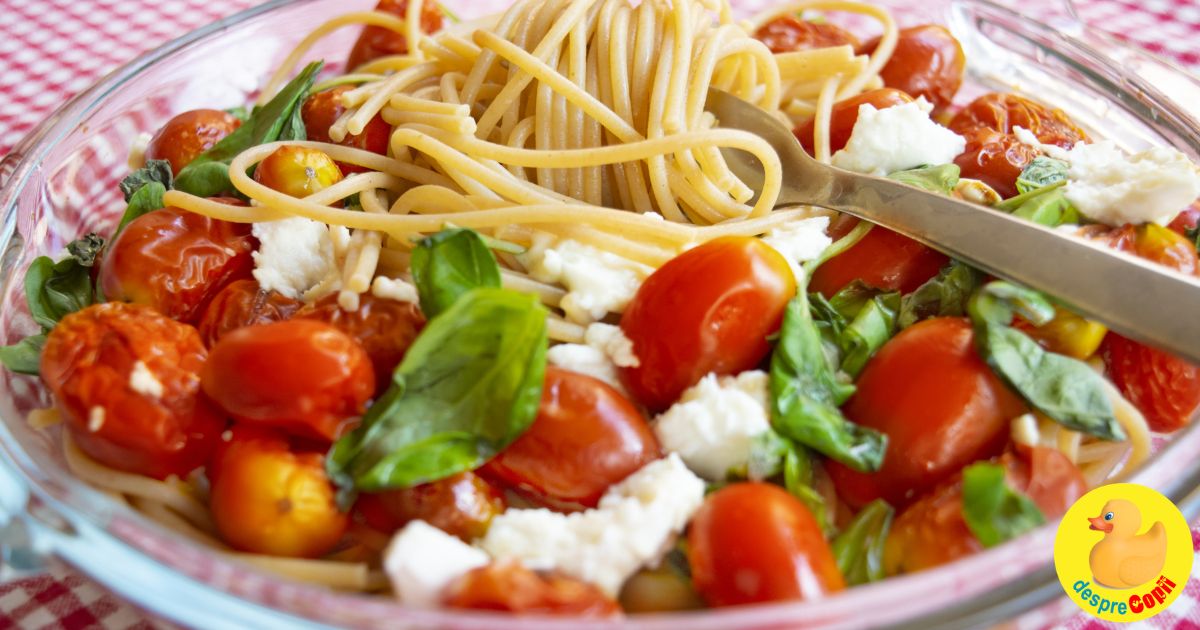 Paste cu rosii cherry si mozzarella la cuptor