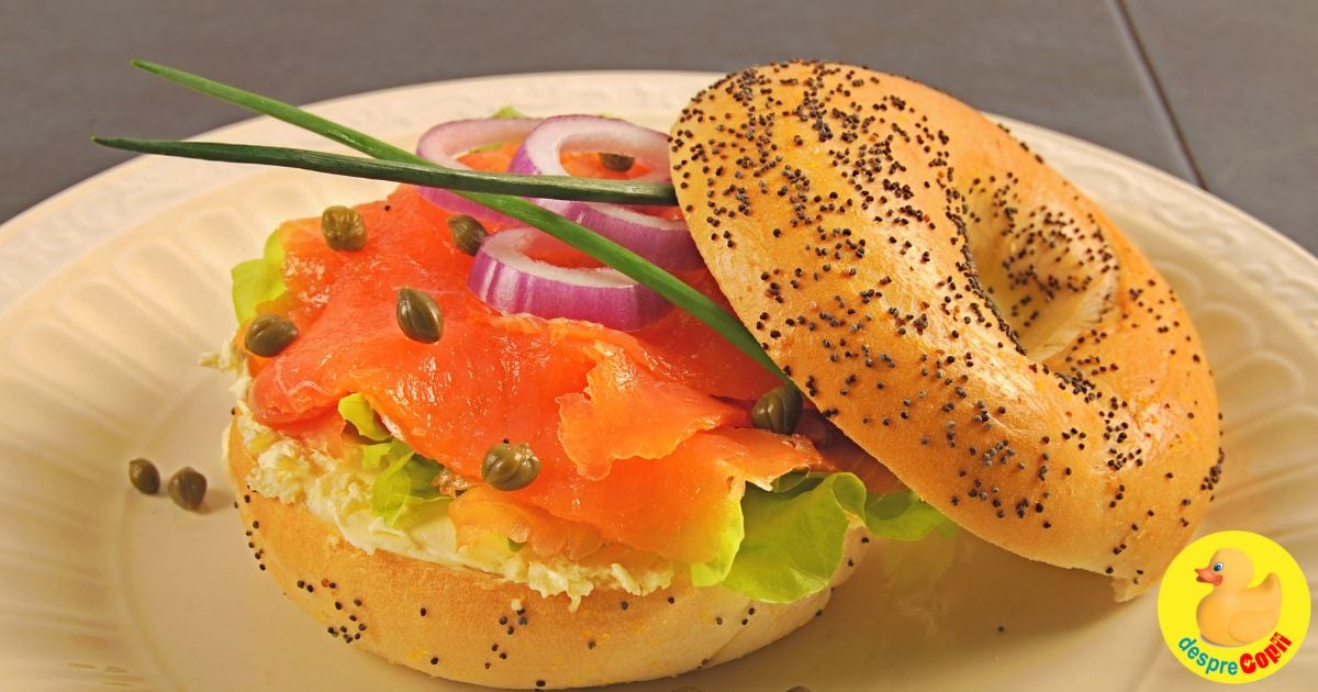 Sandwich cu somon afumat si crema de branza, pentru pachetel