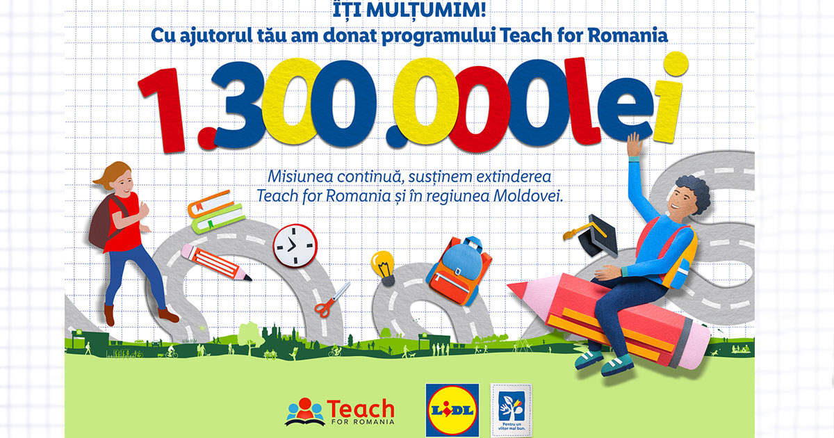 Cu sprijinul clienților sai, Lidl Romania investeste 1.300.000 de lei in programul Teach for Romania