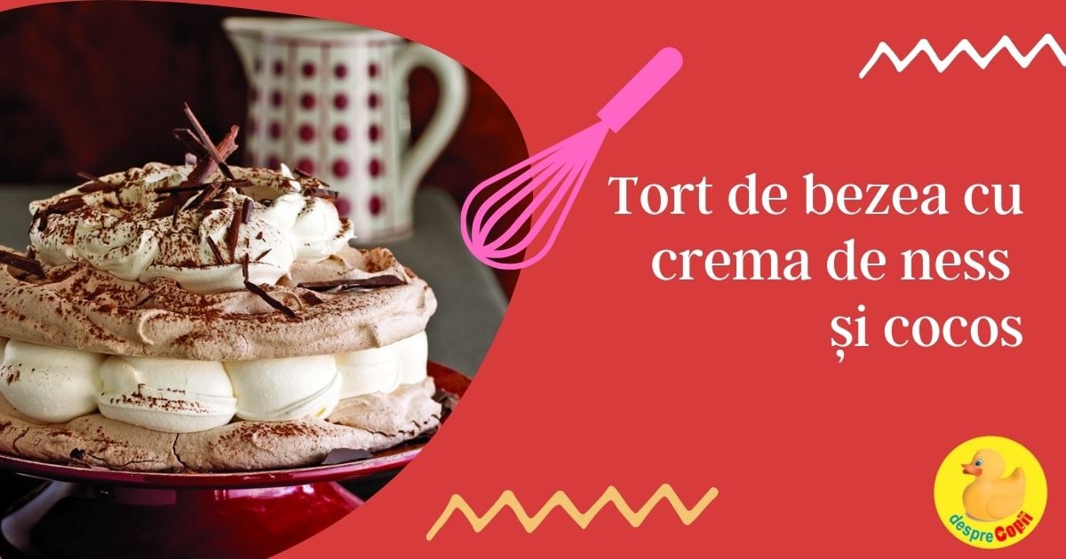 Tort de bezea cu crema de ness si cocos - atat de simplu de pregatit