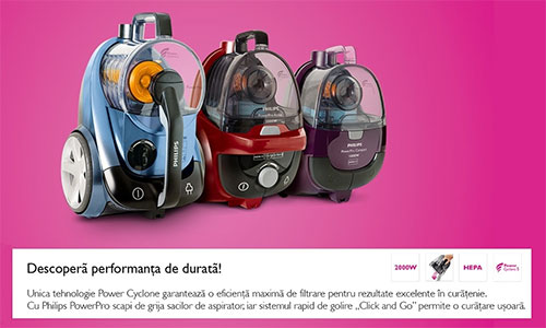 Aspiratoare PowerPro Compact de la PHILIPS cu tehnologia PowerCyclone