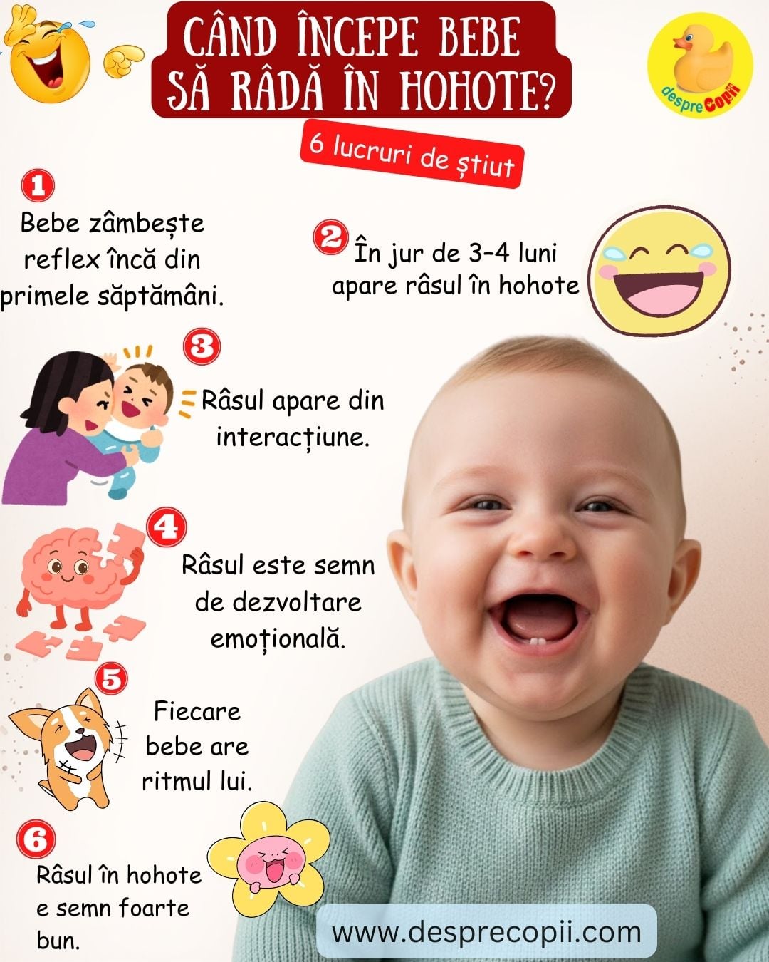 Cand incepe bebe sa rada in hohote? 6 lucruri de stiut | Desprecopii.com
