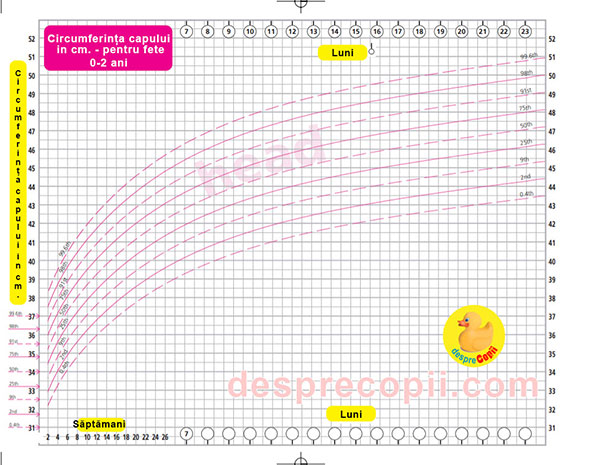 capul bebelusului grafic crestere