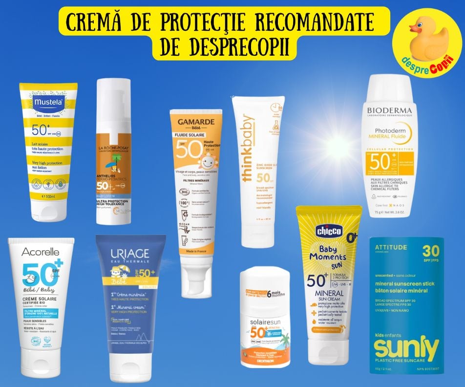 Creme de protectie solara pentru copii - recomandate de mamici. Tot ce trebuie sa stii despre ingredientele sigure sau toxice din cremele solare.