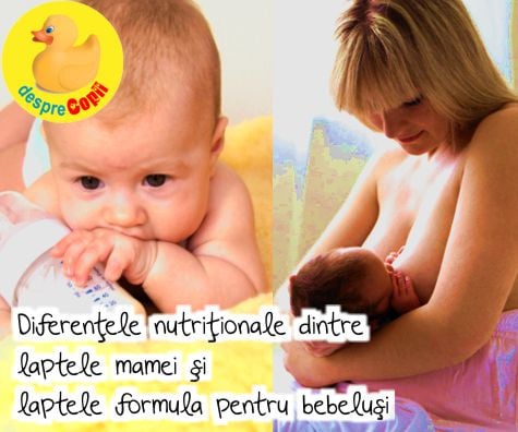 Diferentele nutritionale dintre laptele mamei si laptele formula pentru bebelusi