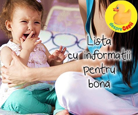 Lista cu informatii pentru bona (babysitter)