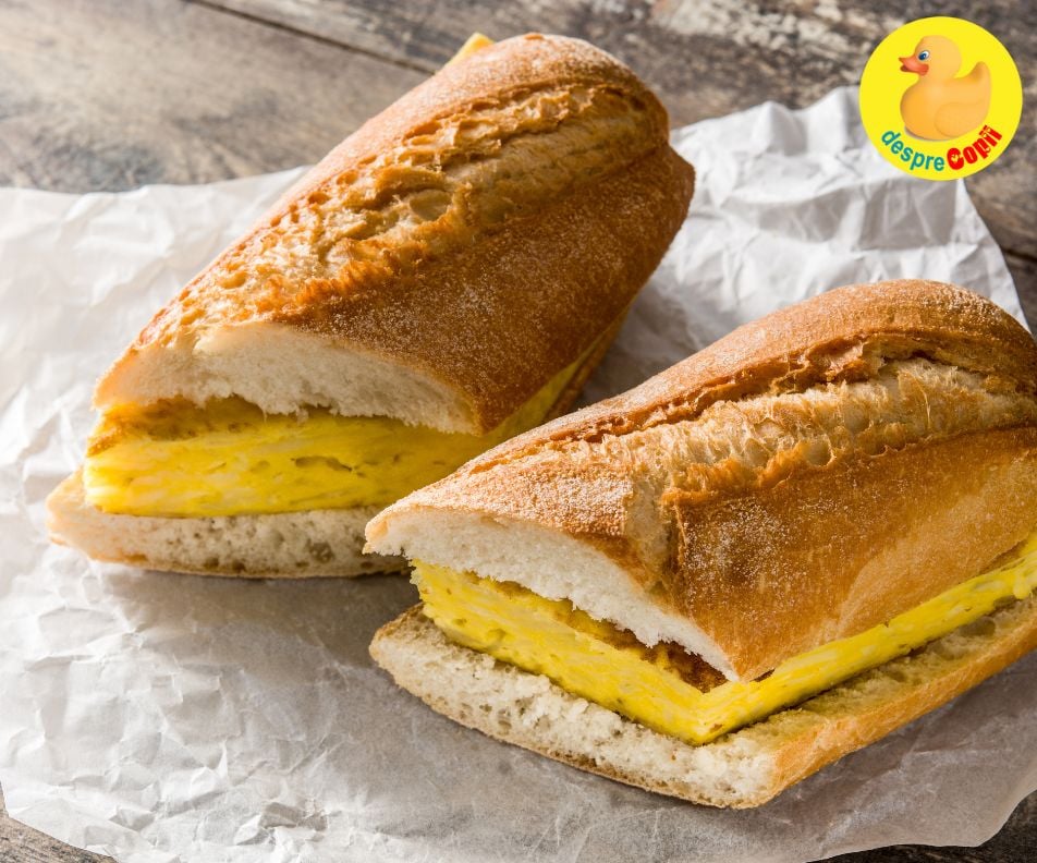Sandwich omleta in bagheta: gustarea perfecta pentru copii